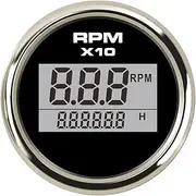 ALAGPNPMZH 52mm Digital Tachometer Car Truck Boat Tacho Gauge with Hourmeter for Diesel,Gasoline Engine 12 V 24 V with Red Backlight Speedometer(SDFG)