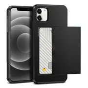 Hard Case Wallet Card Slot Cover - For Apple iPhone 16 Plus (Black)