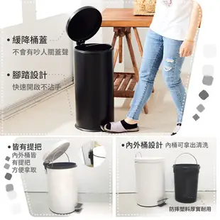 [台灣現貨]垃圾桶 廁所垃圾桶 廚房垃圾桶 不銹鋼垃圾桶 腳踏緩降靜音垃圾桶 5L 12L 20L 27L伴伴