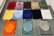 3-Piece Bathroom Bath Mat Contour Rug Set with Toilet Lid Cover Solid Color #18