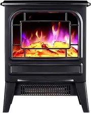 Electric fire with Multicolored Surround Flames Old Electric Fireplace Heater Overheating Protection 1000 2000W 2 Heat Settings White (Black) (White) (Black)