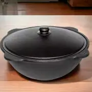 Kazan 6 Liters Flat Bottom Cauldron Cast Iron Chugun Uzbek Pilaf Plov With Lid