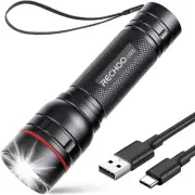 RECHOO Rechargeable Flashlights High Lumens, G1000 Super Bright 1 Pack, Black