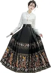 Ming Dynasty Mamian Skirt Women Chinese Style Horse Face Skirt Retro Chinese Hanfu Cosplay Costume
