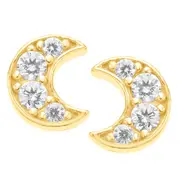9ct Yellow Gold Silver Filled Moon Cubic Zirconia Stud Earrings
