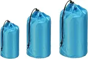 uxcell Stuff Sack 4x8/6x12 x7x13, 3 Pcs Waterproof Outdoor Storage Sack Portable Drawstring Dust Flap Bag Sleeping Bag for Camping Hiking Backpacking, Blue