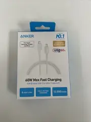 Anker 6' 60W Braided USB-C to USB-C Max Fast Charging Cable - White