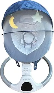 Bliss Gifts & Homewares Electric Baby Swing Seat I Portable Infant Swing with App & Bluetooth, Lullabies, 5 Point Harness, 5 Way Speeds and Remote Control I for Baby Boy Girl Infants Toddler (Blue)
