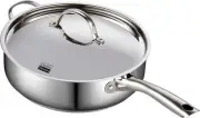 Steel Saute Pan 11inch 5 Quart Induction Cookware Deep Frying Pan Cooking Skille