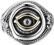 [Generic] Vintage S925 Sterling Silver Eye of God Men's Ring, Open and Adjustable Sterling Silver Men's Ring