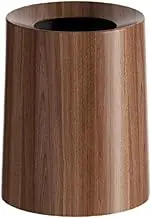 rockible Wood Grain Trash Can Round Wastebasket Garbage Container Garbage Can Waste Basket for Restroom Living Room, Study Kitchen, Dark Brown, 12L