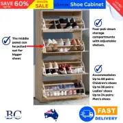 Artiss Shoe Cabinet Shoes Storage Rack Organiser Wooden 3 Shelf Up To 60 Pairs