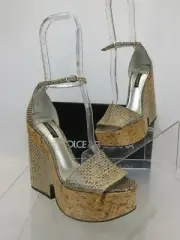 NIB DOLCE & GABBANA AYERS SUGHERO PYTHON LEATHER PLATFORM WEDGES SANDALS 36