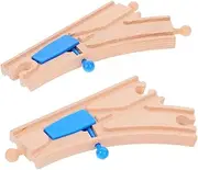 Train Track Accessory Set 2pcs Curved Tracks Switch Compatible Wooden Train Sets Promote Cognitive Skills