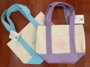 Trader Joe’s Mini Tote Bag Set Of Two 2 Blue Purple New With Tags Pastel Canvas