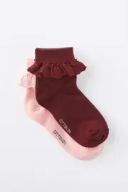 [Rubi] Rubi - The Perfect Pair Pretty Frill Sock - Pink/sour cherry OS PINK/SOUR CHERRY