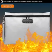 Fireproof Document Bag Waterproof Money Bags Fire Safe Storage Pouch With Combination Lock Cash File-