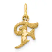 14K Yellow Gold Letter F Initial Charm