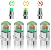 4 Car Tyre Pressure Monitor Valve Stem Light Caps 3 Color Sensor Indicator Alert
