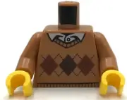Lego New Minifigure Medium Nougat Torso Knit Argyle Sweater w/ White Shirt Part