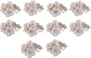 [Geardeangloow] 10pcs Pearl Rhinestone Flower Button Rhinestone Flatback Ornaments Decor White