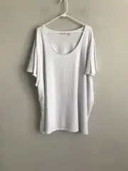 Susan Graver Liquid Top with Short Flutter Sleeves- White (Sz 5X) a479171 -