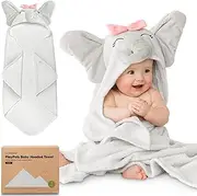 KeaBabies Organic Baby Towel with Hood for Girls, Boys - Soft, Absorbent, 100% Cotton Hooded Baby Towels for Newborns, Infants, Large Hooded Bath Towels for Babies, Newborn Baby Gifts (Ella)