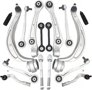 16pcs Kits Front Upper Lower Control Arm Tie Rod Sway Bar Link Sets Compatible with A4 A5 S5 Q5 2008 2009 2010 8K0407152C