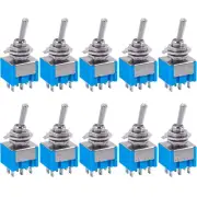 10 Pcs DPDT Mini Toggle Switch 6-Pin 2 Position ON/ON 6A 125VAC MTS-202