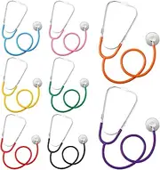 8 Pcs Kids Stethoscope Toy Working Nursing Real Stethoscope Doctor Kit for Kids Role Play Pretend Game Doctor Nurse Costume Accessories (Lovely Colors)