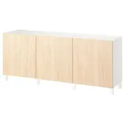 BESTÅ storage combination with doors, white/Fänrik/Stubbarp ash, 180x42x74 cm
