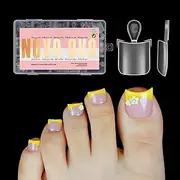 NOVO OVO Sharp Square Thick Toe Nail Tips with Moon Curve, For Medium & Short Nail Beds, Full cover Press on, Soft Gel False Toenail Extension Kit, Clear Matte Fake Nails Pedicure x 15 Sizes 240 Pcs