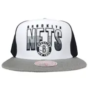 Brooklyn Nets Mitchell & Ness NBA Snapback Hat Cap Gradient Logo White Gray NWT