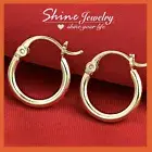 9K YELLOW GOLD FILLED SOLID MENS WOMENS PLAIN HOOP SLEEPER EARRINGS EAR PIERCING