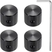 uxcell 4 Pcs Aluminium Potentiometer Knobs, 1/4"(6.4mm) IDx5/8(15mm) ODx1/2(12.5mm) Height Universal Volume Tone Control Knobs for Guitar, Bass, Black