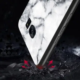 大理石玻璃 三星 Galaxy S7 Edge 手機殼 防摔 保護殼 鋼化玻璃背蓋 保護套 全包 矽膠軟邊 手機套 外殼