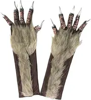[YMMMY ROSE] Werewolf Bear Hand Costume Gloves Hairy Hands Animal Furry Claw Paw Gloves Monster Werewolf Gloves Halloween Adult