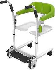 Z&y GLAa Shower Commode Chairs with Wheels Wheelchair Portable and Foldable with Footrest Height-Adjustable Toilet Seat Commode, Comfortable Durable/Green