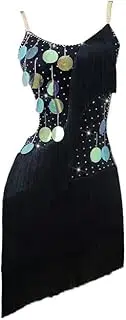 [JRUIA] Women's Latin Dance Dress Sequin Cha Cha Dancing Outfit Ballroom Performance Dancewear Professional Salsa Costume