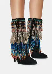 [AZALEA WANG] Mercy Beaded Fringe Boots