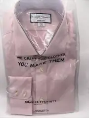 Charles Tyrwhitt Men's Slim Fit Egyptian Cotton Windsor Weave. Size 17/36. Pink