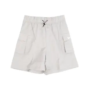 【NIKE 耐吉】短褲 NSW Essential Shorts 女款 淺灰 高腰 寬版 直筒 工裝 褲子(DM6248-012)