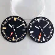 Vintage Luminous Black White Orange 29mm Watch Dial fit NH34 GMT Dive Watches
