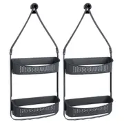 2x Boxsweden 2 Tier Shower Caddy Plastic Dual Hanging Storage Bath Organiser GRY