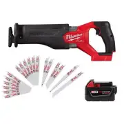 Milwaukee SAWZALL Reciprocating Saw 18V Cordless w/ 5.0Ah Battery + Blade Set