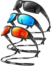 [OUKEMAX] Polarized Sunglasses for Men, Sport Sun Glasses for Fishing Running UV Protection with Sunglasses Strap