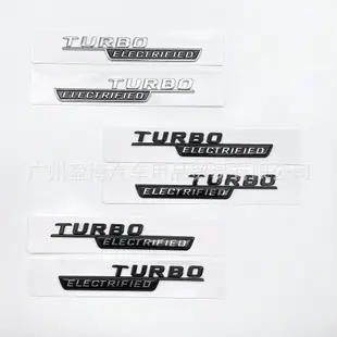 適用於賓士車標 Turbo ELECTRIFIED車貼logo 翼子板側標誌AMG C43 C200 C260電子渦輪