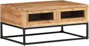 Acacia Wood Coffee Table with Storage Drawers, Modern Center Table for Living Room, Wood Tables, Ideal for Farmhouse, Offering Industrial Charm- 90x60x40 cm