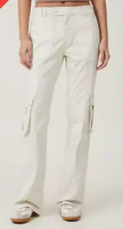 Cotton On Women's Bootleg Cargo Pant Low Rise Stretch Pants Porcelain Size 4 NEW