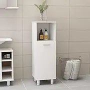 White Bathroom Storage Cabinet, 3-Compartment Engineered Wood Cupboard for Toiletries, Towels, and Laundry Room Organization